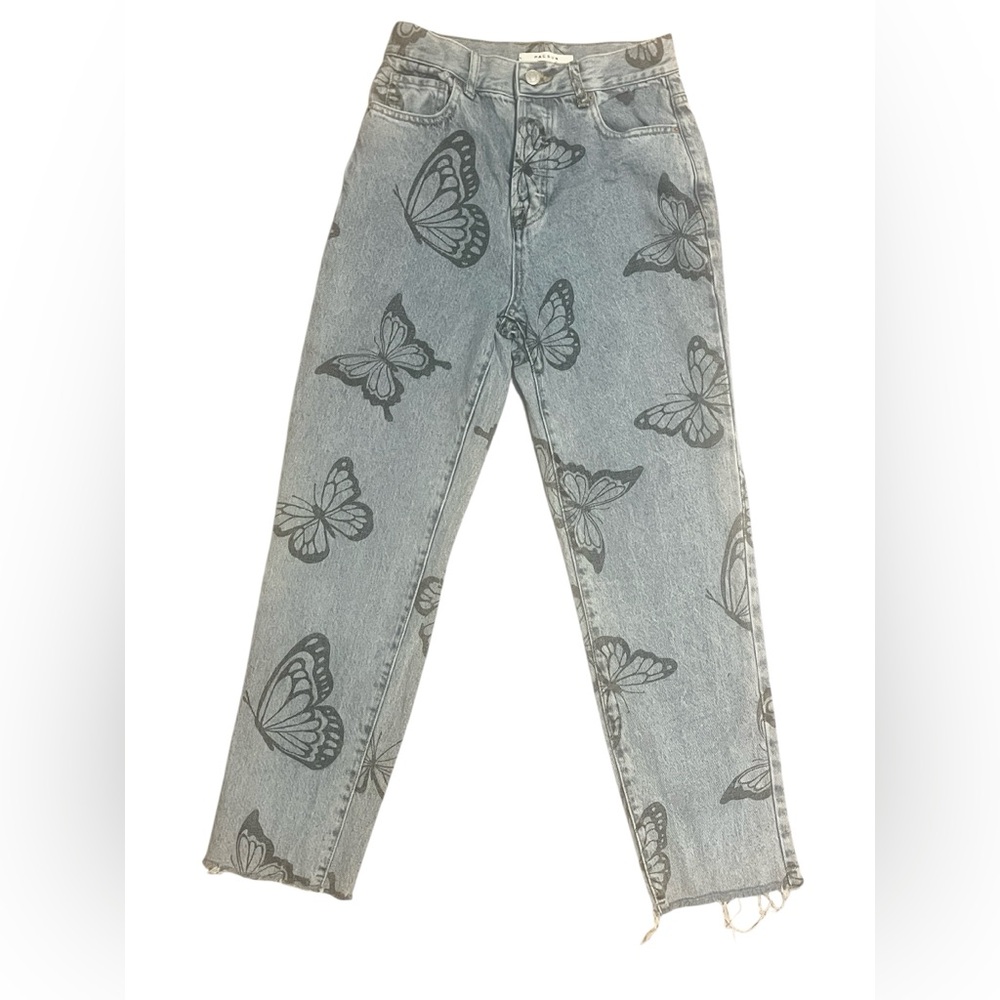PacSun Eco Light Blue Butterfly Straight Leg Jeans Sz 25 - Picture 10 of 16
